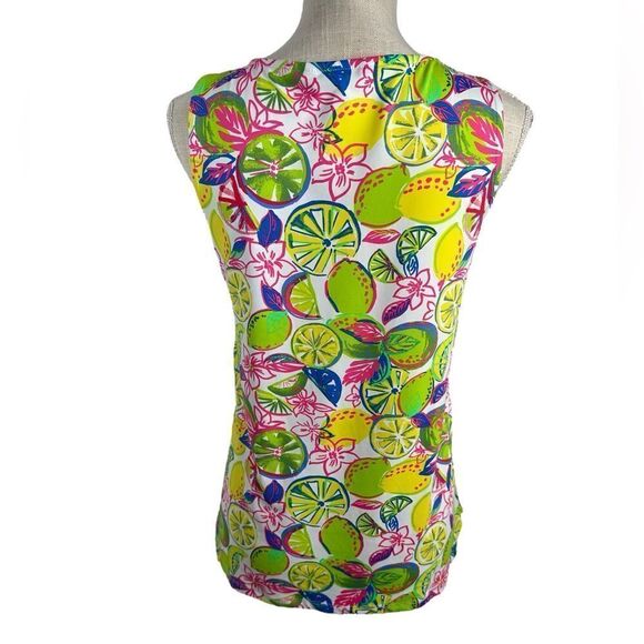 Sunsets & Sweet Tea Green & Yellow Lemon Lime Slices Double Lined Tank Top - Picture 2 of 3